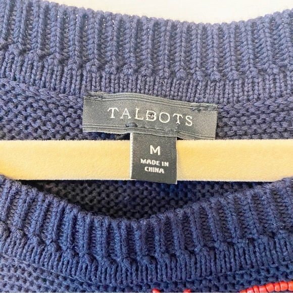 Talbots | Women’s Lobster Beaded Knit 3/4 Sleeve Lightweight Sweater Size Medium - Picture 4 of 9